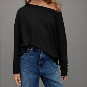 All Saints Black Off-Shoulder Top